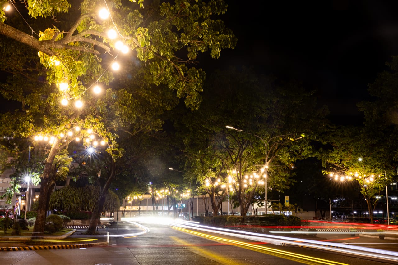 Limketkai Mall outdoor evening lights #2