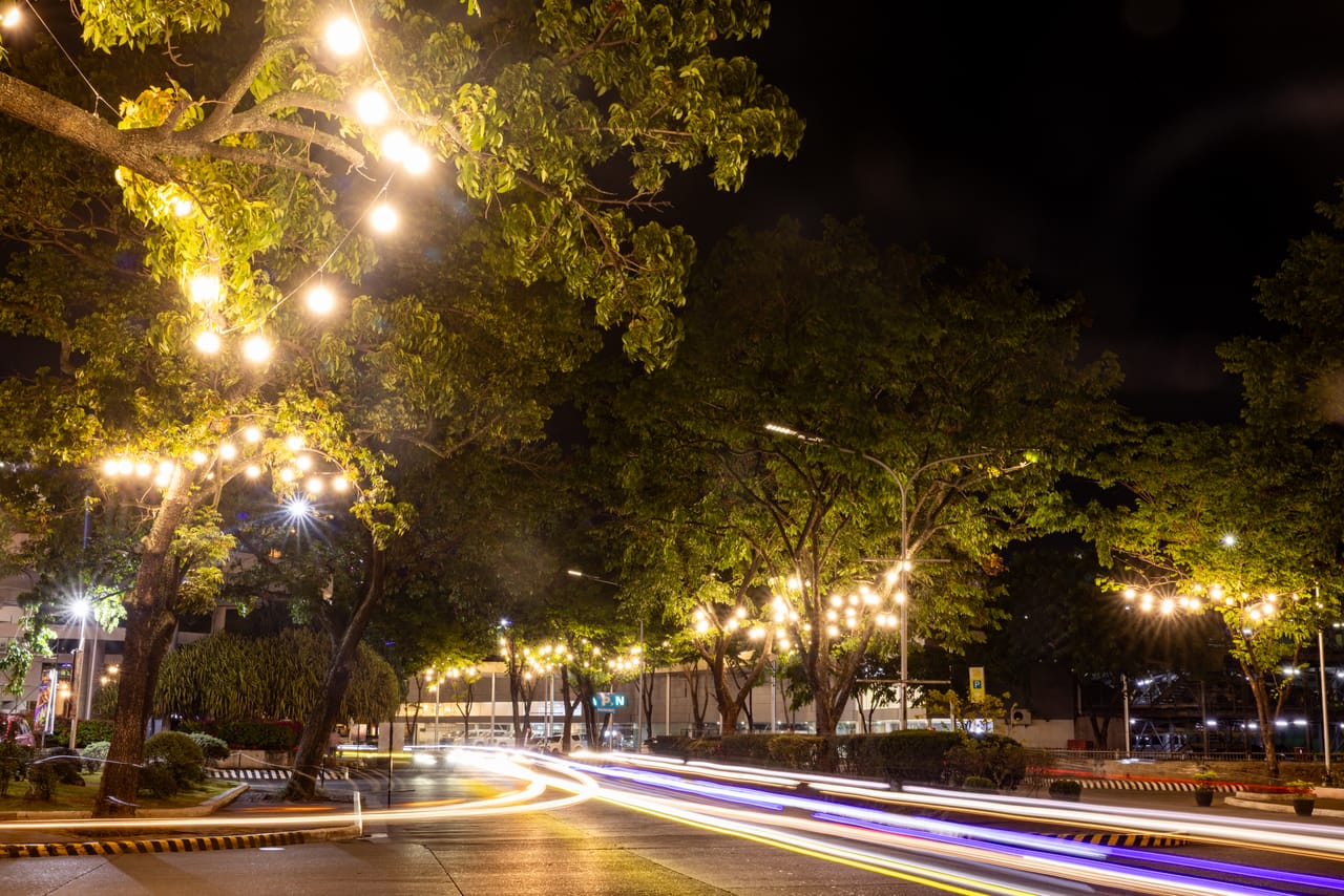 Limketkai Mall outdoor evening lights #3