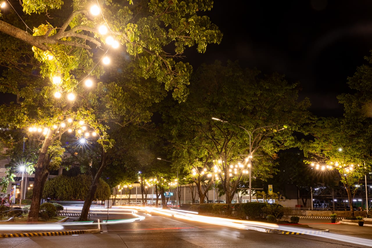 Limketkai Mall outdoor evening lights #4